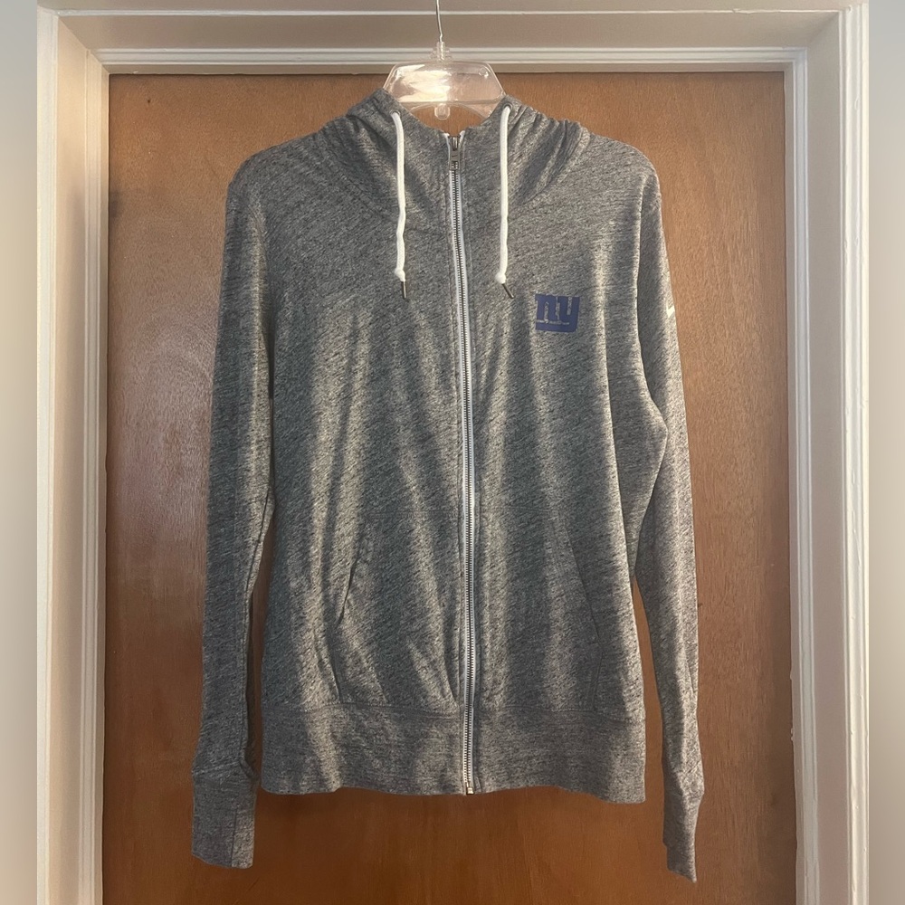 Nike NFL NY Giants Women’s Gray Lightweight Zip-Up High Neck Hoodie Jacket